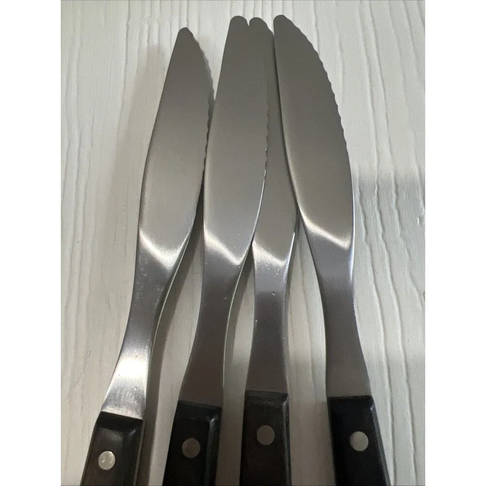 West Bend︱Steak Knife ︱Set of 4︱ Wood Handle ︱Stainless ︱USA︱Vintage